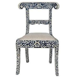 Silla Decorativa con Incrustaciones de Hueso en Diseño Floral de la India - Product Image 2