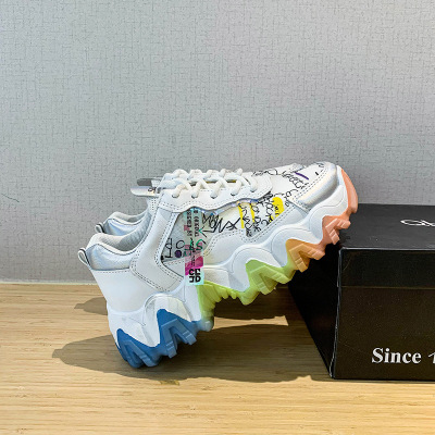 Оптовая продажа, спортивные белые туфли на платформе с конфетной подошвой, женская повседневная обувь