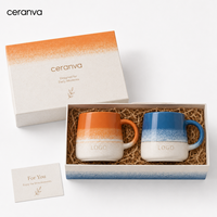 Mug à café en céramique à base de glaçure réactive dégradée et mouchetée, vente en gros, logo personnalisé gravé, écologique, compatible micro-ondes