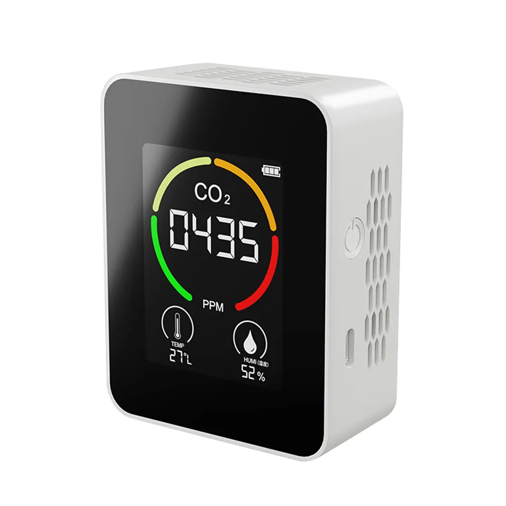 Monitor de ar co2 dióxido de carbono, detector de temperatura e umidade do armazém com greenhouse
