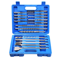 Ensemble de 17 forets et burins SDS Plus pour perceuse à percussion, forets en carbure pour béton et maçonnerie, burins plats pointus avec étui de rangement