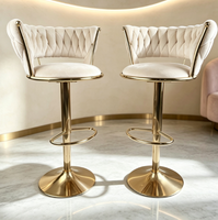 Tabouret de bar pivotant moderne en velours de style nordique, chaise réglable en hauteur avec repose-pieds pour comptoir de cuisine ou bar