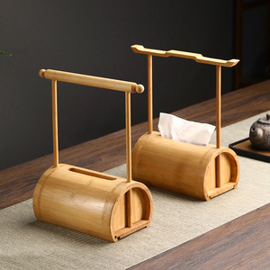 Bamboo Handheld Semi-circular Traditional <b>Chinese</b> Style Tissue Box, New <b>Chinese</b> Antique Style Living Room Home Bamboo Napkin - Product Image 3