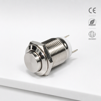 Sakelar Tombol Tekan Logam Tahan Air 12mm M12 IP67 2 Pin 1NO Mini Bulat Sementara Sakelar Daya OEM Pabrik Langsung