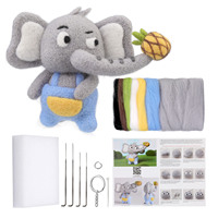 Kit de feutrage à l'aiguille DIY sur le thème des animaux mignons : renard, hérisson, motifs de dessins animés, ensemble de démarrage en laine pour débutants et adultes