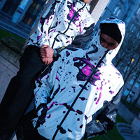 Veste à capuche intégrale Techwear personnalisée pour homme, style streetwear, avec imprimé éclaboussures de peinture, coupe-vent Ninja, manteau Cyberpunk