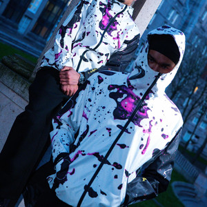 Veste à capuche intégrale Techwear personnalisée pour homme, style streetwear, avec imprimé éclaboussures de peinture, coupe-vent Ninja, manteau <span class=keywords><strong>Cyberpunk</strong></span> - Product Image 3