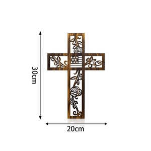 Cruz de pared de madera tallada a mano, Art <span class=keywords><strong>Deco</strong></span> rústico para decoración del hogar cristiano, Iglesia ecológica, adorno colgante para la escuela trasera, regalo - Product Image 5