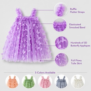 Abito di Lusso per Bambine <span class=keywords><strong>con</strong></span> Ricamo a Farfalla, <span class=keywords><strong>Vestito</strong></span> in Tulle per Matrimoni e Banchetti, Abito da Festa alla Moda per Bambine - Product Image 2