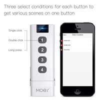 Interrupteur sans fil intelligent Tuya Smart Life ZigBee pour maison intelligente, 4 boutons, télécommande portable, hub Tuya Zigbee requis, automatisation de la maison intelligente