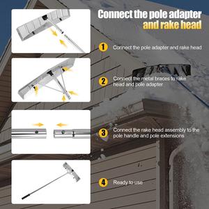 Râteau à neige nouveau design Râteau à neige à toit pliable réglable en longueur en aluminium facile à insulter avec roues roulantes - Product Image 4
