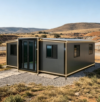 Maison préfabriquée modulaire moderne, installation rapide, maison pliable en kit, structure noire, gris anthracite, maison miniature extensible, extérieur