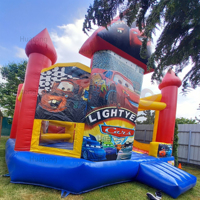 Huatong Pvc château rebondissant enfants thème de voiture rouge avec toboggan saut plein d'entrain dessin animé Combo maison de rebond gonflable pour les enfants