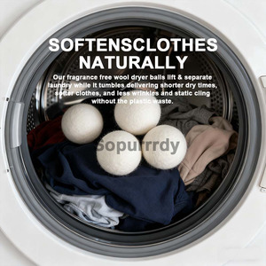 Boules de séchage en laine avec logo personnalisé, adoucissant textile écologique, réduit les plis des vêtements, boules de séchage biodégradables, boules de séchage naturelles - Product Image 4