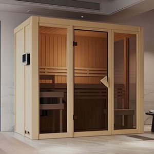 Sala de sauna inteligente moderna de madera maciza para exteriores, capacidad personalizable para 4 personas, estufa de 6 kilovatios Harvey, abeto de cedro rojo construido - Product Image 4
