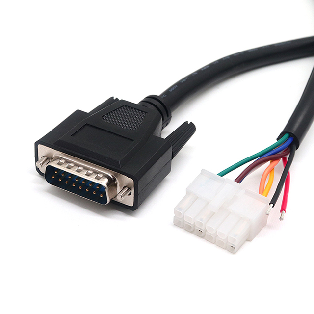 Custom DB15 PIN Male D-sub Serial Port Cable to 4P Terminal Harness Wire