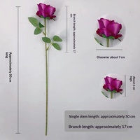 Rose artificielle en soie à tige unique, bouquet au toucher velouté – Fleurs pour mariage, maison, hôtel, photographie, décoration, vente en gros