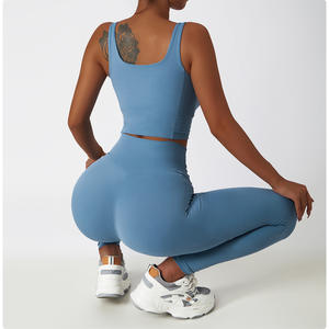 Leggings de Yoga taille haute pour femmes doux extensible séchage rapide sans couture respirant Spandex Leggings de sport avec poches pour femmes - Product Image 6