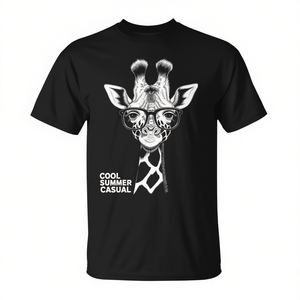 T-shirt décontracté d'été avec motif girafe adorable – Article promotionnel pour les amoureux des animaux - Product Image 3