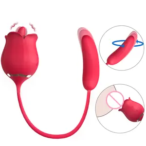S-HANDE 2合1花形红玫瑰振动器成人玩具女性振动粉色玫瑰舌头振动器