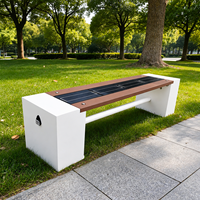 Banc solaire intelligent sans dossier, banc de charge photovoltaïque extérieur avec chargeur USB et sans fil