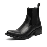 Bottes de luxe à enfiler 2026 avec talon carré et élastique, chaussures habillées pour homme, style rétro cowboy, chaussures tendance pour hommes