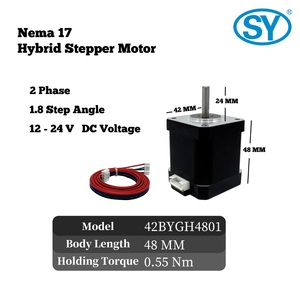 มอเตอร์สเต็ปเปอร์ไฮบริด SY <span class=keywords><strong>Nema</strong></span> <span class=keywords><strong>17</strong></span> ขนาด 48 มม. มุมก้าว 1.8 องศา DC 12V-24V ไบโพลาร์ 0.55 นิวตันเมตร 2 แอมป์ แกน 5 มม. สำหรับเครื่องพิมพ์ 3 มิติ เครื่อง CNC Router - Product Image 2