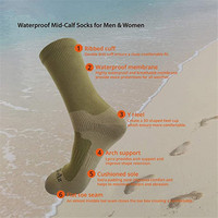 Chaussettes imperméables personnalisées de qualité supérieure, longueur de botte en laine mérinos, chaussettes unisexes de randonnée