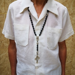 St. Benedetto Croce Pendente con Agata Nera Perline Cattolica Collana del <span class=keywords><strong>Rosario</strong></span> Della Collana per Gli Uomini - Product Image 3