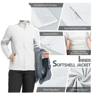 Abrigo impermeable con capucha <span class=keywords><strong>3</strong></span> en 1 para mujer, chaqueta de lluvia para invierno, esquí, senderismo, impermeable con forro polar Softshell, cortavientos - Product Image 5