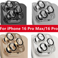 Protecteur d'écran en verre d'objectif de caméra à couverture complète en métal pour iPhone 16 Pro Max / 16 Plus Protecteur d'objectif de caméra à anneau métallique