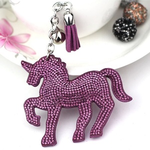 Wholesale Bling Crystal <b>Unicorn</b> Keychain Full Rhinestone Bag Pendant Keychain Cartoon <b>Keyring</b> High Quality Tassel Key Chain - Product Image 1