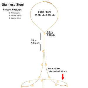 Bikini de plage minimaliste en acier inoxydable avec chaînes pour le <span class=keywords><strong>ventre</strong></span> et la taille bijoux de string sexy vente en gros - Product Image 4