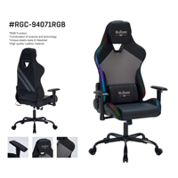 Chaise de jeu LED RGB réglable avec hauteur réglable, inclinable, ergonomique, style course, vérin à gaz 4 positions, support lombaire et appui-tête