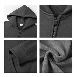 Men's Fleece Lined Thickened Sweatshirt Set Zipper Hoodie And Pants Casual Wear For Leisure Autumn Winter Clothing - Product Image 2