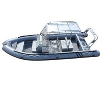 Bateau semi-rigide gonflable RIB 760 à coque en V profonde en aluminium robuste, pour patrouille/garde côtière/SAE, moteur hors-bord 250 CV, pêche, tourisme