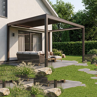 Pergola bioclimatique de jardin extérieure avec toit à lames orientables et éclairage LED, pergola extérieure motorisée en aluminium pliable