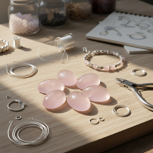 Cabujón en forma de corazón liso de cuarzo rosa Natural fino, fabricación de joyas de cristal Rosa facetadas sueltas, colgante de collar de pulsera - Product Image 3