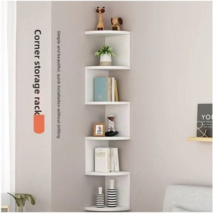 Étagère d'<span class=keywords><strong>angle</strong></span> murale en plastique, bibliothèque, étagère de rangement de <span class=keywords><strong>cuisine</strong></span>, organisateur domestique à 5 niveaux, sans perçage, résistante à l'humidité, étagère à niveaux - Product Image 1
