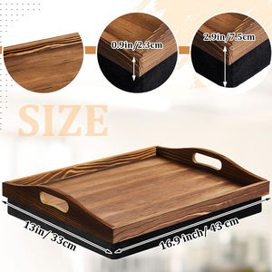 Plateau de service pour le petit-déjeuner en bois d'acacia de qualité supérieure avec base en mousse antidérapante, plateau de <span class=keywords><strong>lit</strong></span> en bois d'acacia durable avec coussin antidérapant - Product Image 2