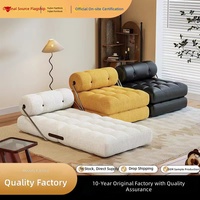 Direkt vom Hersteller: Einzelsofa für Wohnzimmer, Sitzsack im Taj-Stil, L-förmiges Tagesbett, Multifunktional, Cremefarben, Modulares Lammfell, Faltbar, Kiefernholz