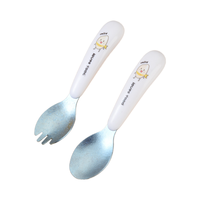 Nouveau Design classique ensemble de vaisselle pour enfants en alliage de titane pur cuillère fourchette cuillère dentée Portable avec poignée en plastique Camping