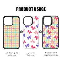 Coque de téléphone magnétique détachable 3-en-1 mignonne et féminine pour iPhone 17 Pro Max 15 14 Plus, en TPU et PC transparent avec impression