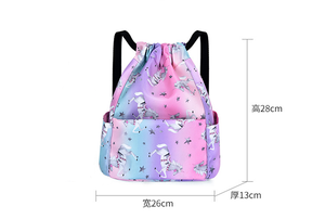 Sacs à dos à cordons imprimés personnalisés pliable léger extérieur décontracté grand sac de sport enfant étudiant loisirs Fitness sac à cordons - Product Image 2