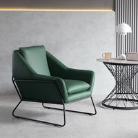 Fauteuil individuel de salon italien en cuir et fer, design créatif, luxe léger, pour petit espace domestique