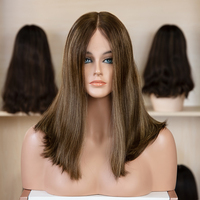 Haute qualité européenne cheveux humains casher perruque commande personnalisée soyeuse droite vague Style peau Base transparente pour dentelle juive perruque