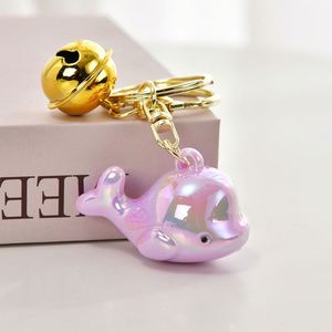 Electroplating Dolphin Keychain Sparkling Acrylic Pendant with Bell Cute Marine Animal <b>Bag</b> <b>Charm</b> Wholesale - Product Image 3