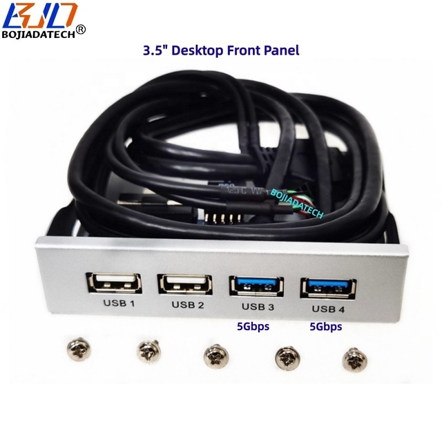 3.5" PC Computer Case Floppy Bay USB Front Panel Silvery With 2 * 5Gbps USB 3.0 + Dual USB 2.0 Connector in Stock