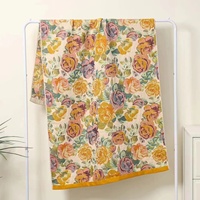 100% Cotton Five-Layer Gauze Bath Towel Floral Printed Quick-Drying Absorbent Comfortable Large Towel for Adults Beach Towels