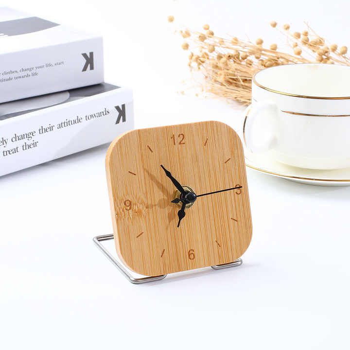 New Minimalist Creative Desk Analog Clock, Square Base Clock, Desk ...